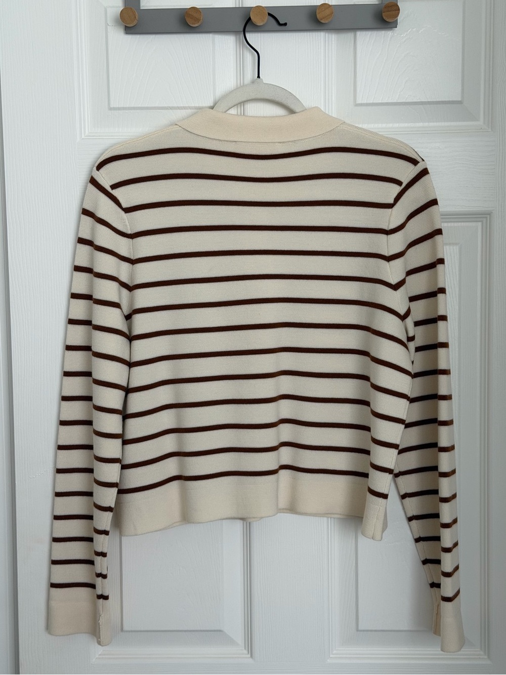 Sézane Betty Cardigan - Ecru & Camel Stripes - Picture 9 of 16